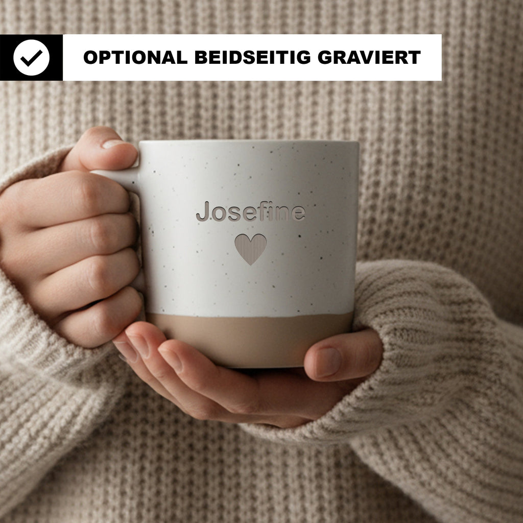 Personalisierte Tasse mit Name und Herz, Kaffeetasse mit Wunschname, Minimalistisches Design, Geschenk für Frauen Männer Kinder, Namenstasse
