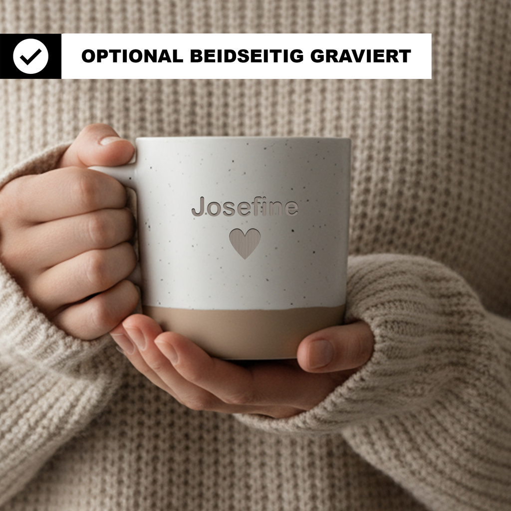 Personalisierte Tasse mit Name und Herz, Kaffeetasse mit Wunschname, Minimalistisches Design, Geschenk für Frauen Männer Kinder, Namenstasse