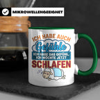 Morgenmuffel Tasse mit Spruch Ich habe Gefühle schlafen, lus – Grün [farbe:grün]