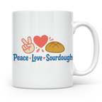 Sauerteig Tasse Peace Love Sourdough | Geschenk für Bäcker,  – Weiß [farbe:weiß]