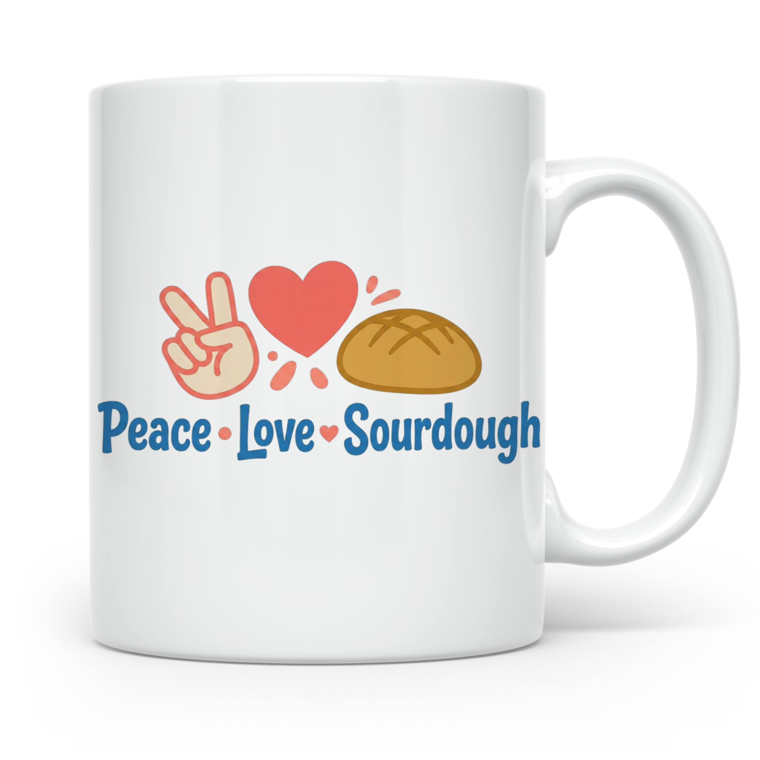 Sauerteig Tasse Peace Love Sourdough | Geschenk für Bäcker,  – Weiß [farbe:weiß]