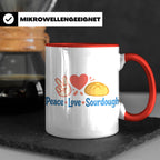 Sauerteig Tasse Peace Love Sourdough | Geschenk für Bäcker,  – Rot [farbe:rot]