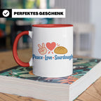 Sauerteig Tasse Peace Love Sourdough | Geschenk für Bäcker,  – Rot [farbe:rot]