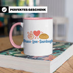 Sauerteig Tasse Peace Love Sourdough | Geschenk für Bäcker,  – Rosa [farbe:rosa]