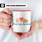 Sauerteig Tasse Peace Love Sourdough | Geschenk für Bäcker,  – Rot [farbe:rot]