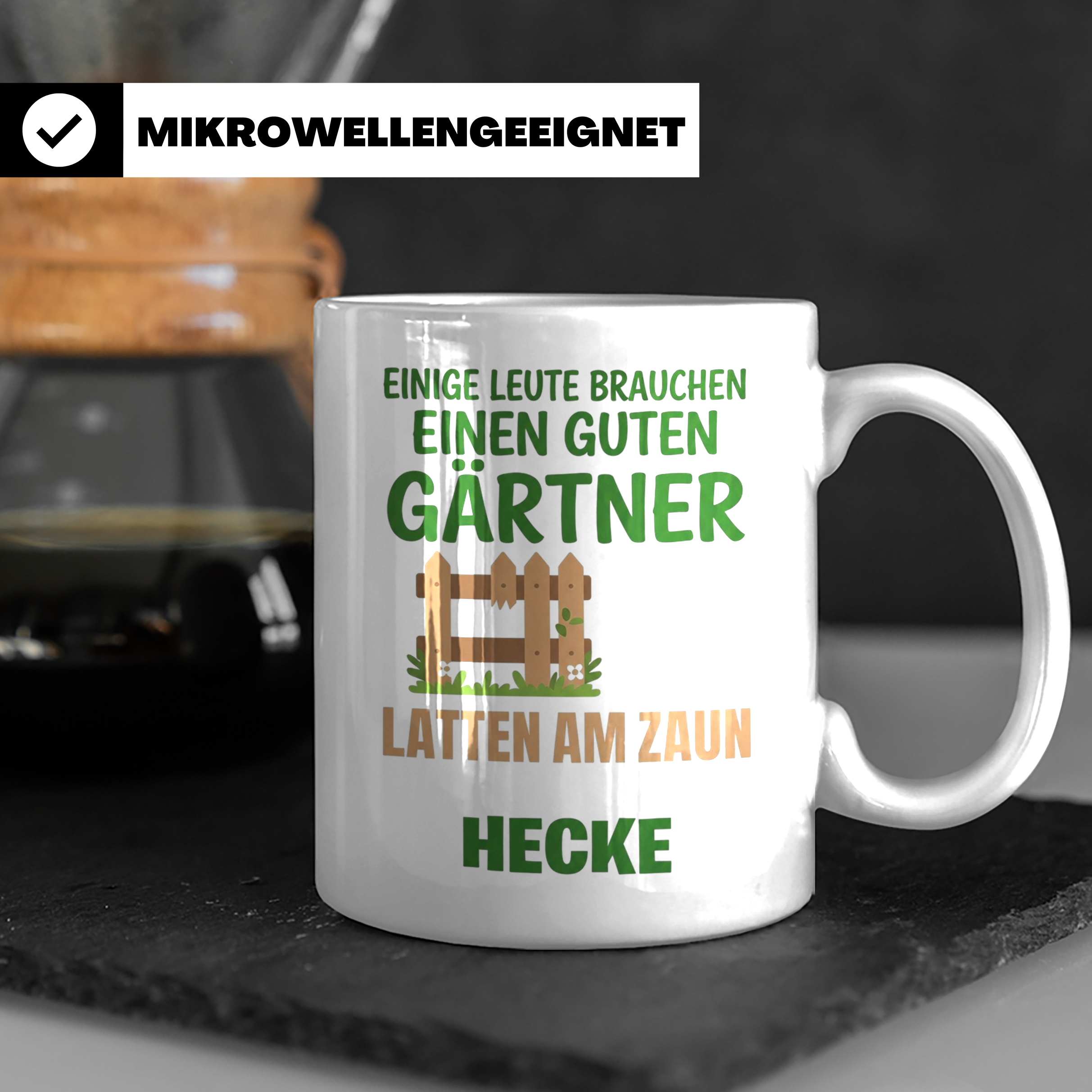 Gärtner Tasse mit Spruch Latten am Zaun Hecke | Lustiges Ges – Weiß [farbe:weiß]