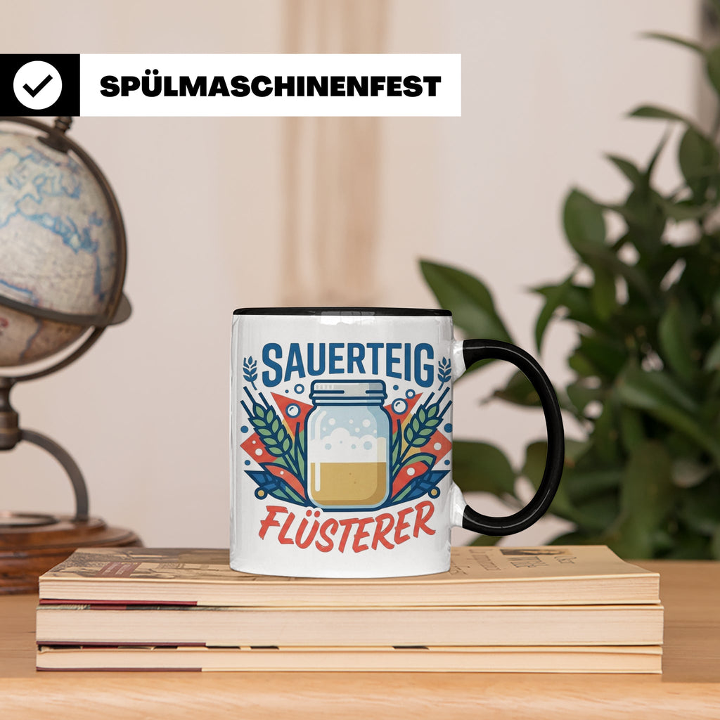 Sauerteig Flüsterer Tasse für Hobbybäcker, lustiges Bäcker G – Schwarz [farbe:schwarz]