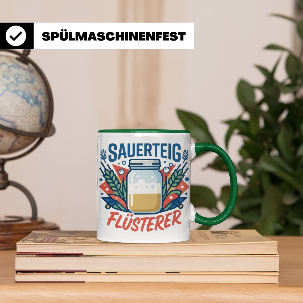 Sauerteig Flüsterer Tasse für Hobbybäcker, lustiges Bäcker G – Grün [farbe:grün]