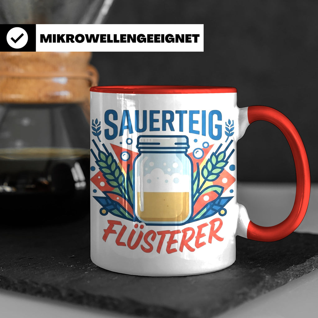 Sauerteig Flüsterer Tasse für Hobbybäcker, lustiges Bäcker G – Rot [farbe:rot]