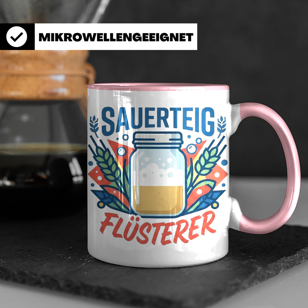Sauerteig Flüsterer Tasse für Hobbybäcker, lustiges Bäcker G – Rosa [farbe:rosa]
