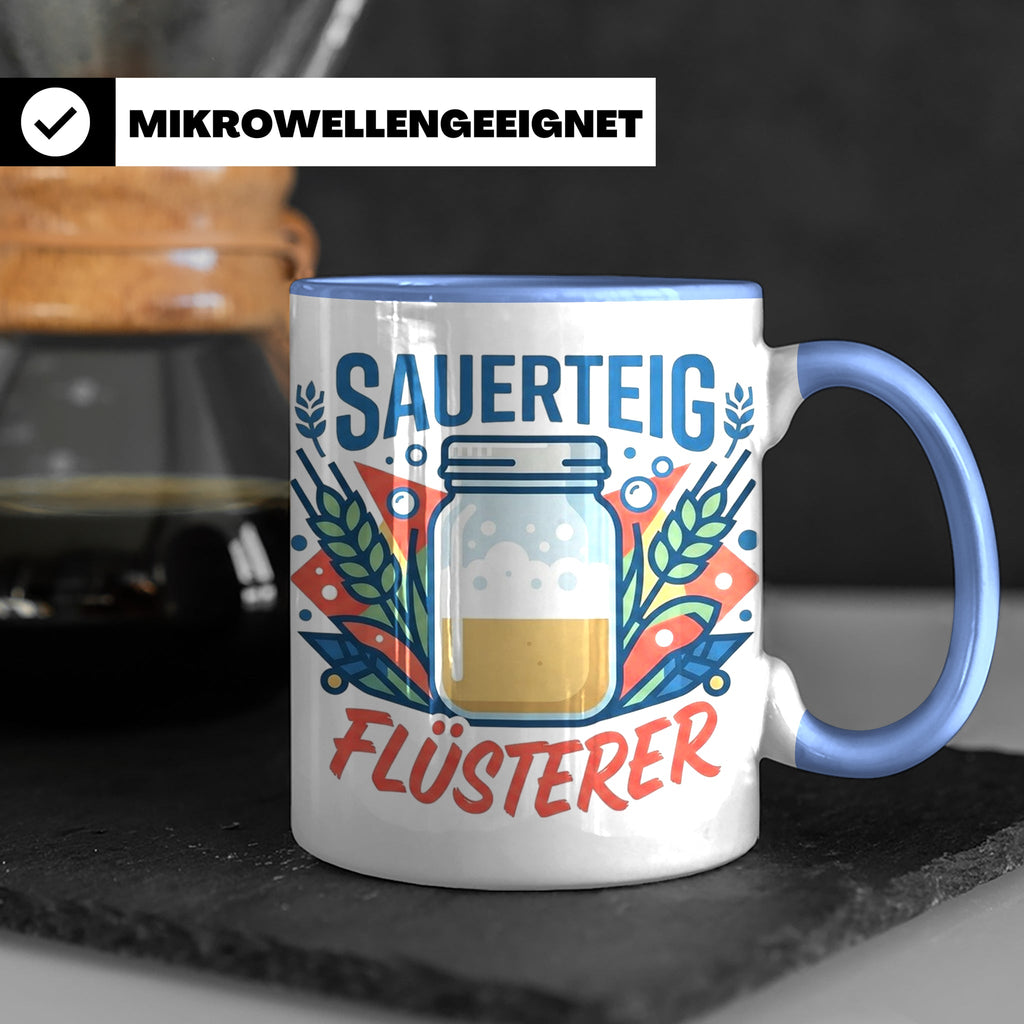 Sauerteig Flüsterer Tasse für Hobbybäcker, lustiges Bäcker G – Blau [farbe:blau]