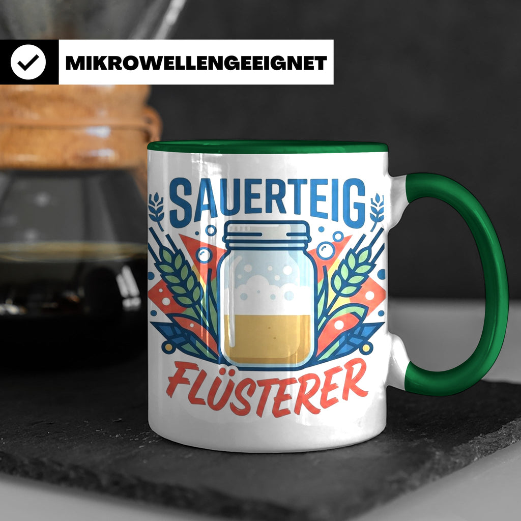 Sauerteig Flüsterer Tasse für Hobbybäcker, lustiges Bäcker G – Grün [farbe:grün]