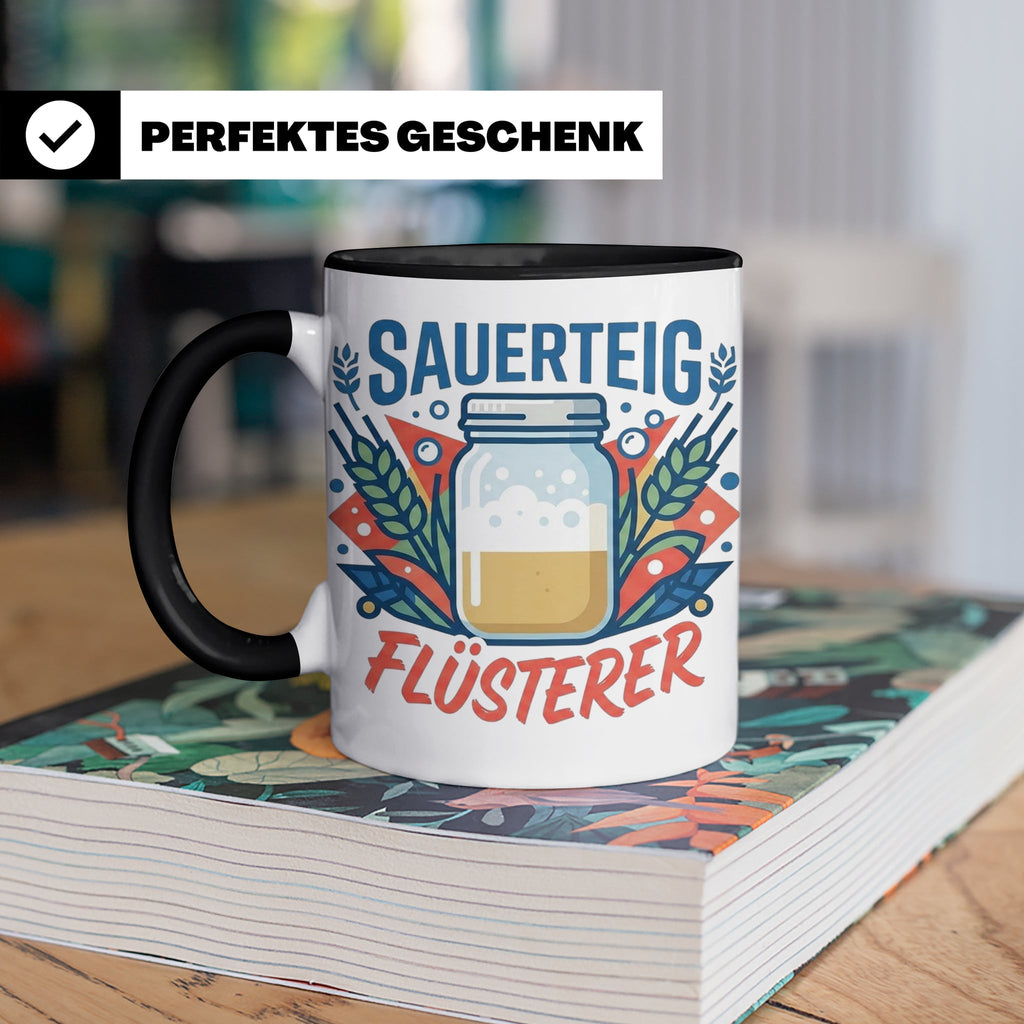 Sauerteig Flüsterer Tasse für Hobbybäcker, lustiges Bäcker G – Schwarz [farbe:schwarz]