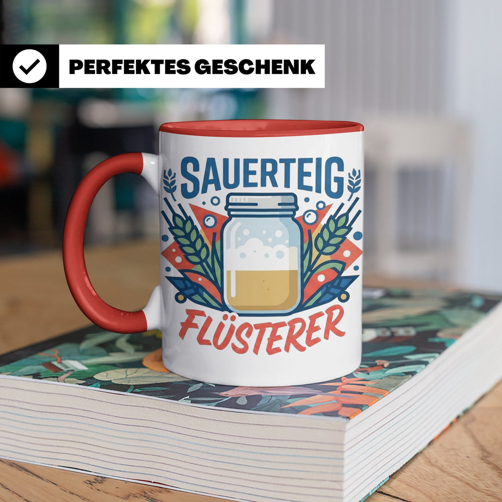 Sauerteig Flüsterer Tasse für Hobbybäcker, lustiges Bäcker G – Rot [farbe:rot]