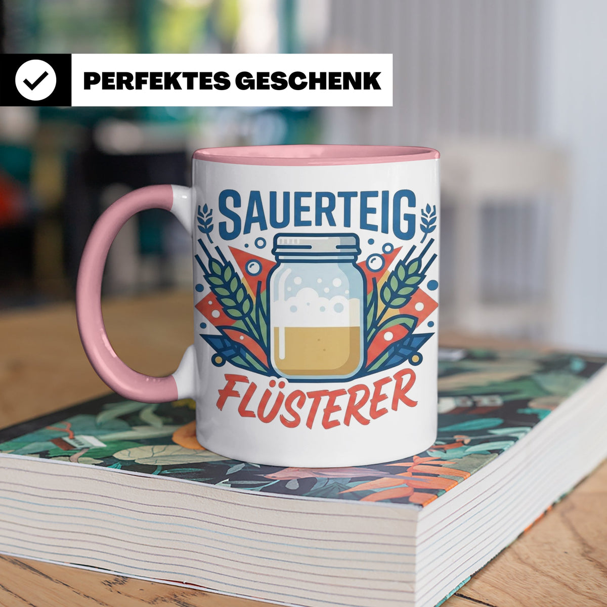 Sauerteig Flüsterer Tasse für Hobbybäcker, lustiges Bäcker G – Rosa [farbe:rosa]
