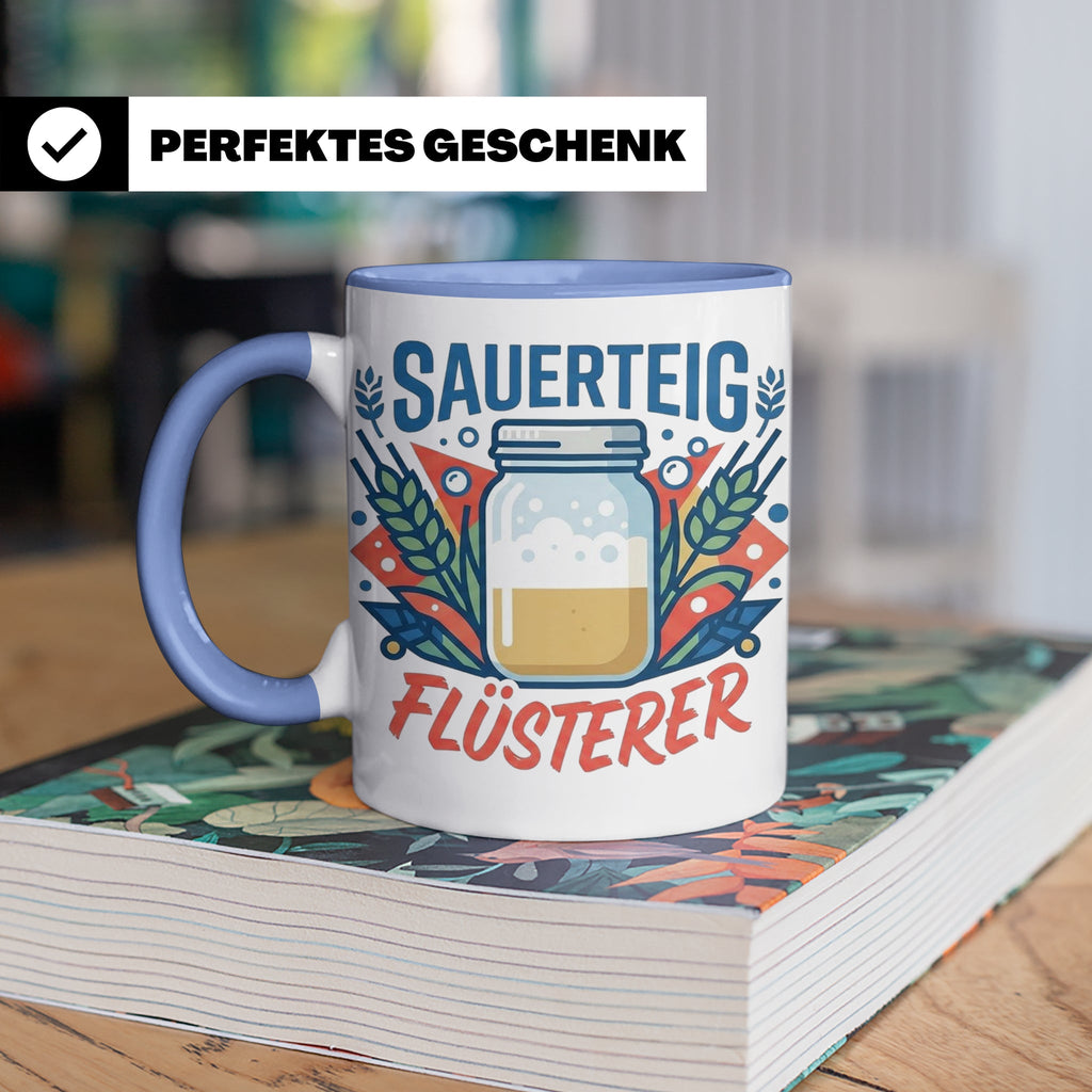 Sauerteig Flüsterer Tasse für Hobbybäcker, lustiges Bäcker G – Blau [farbe:blau]