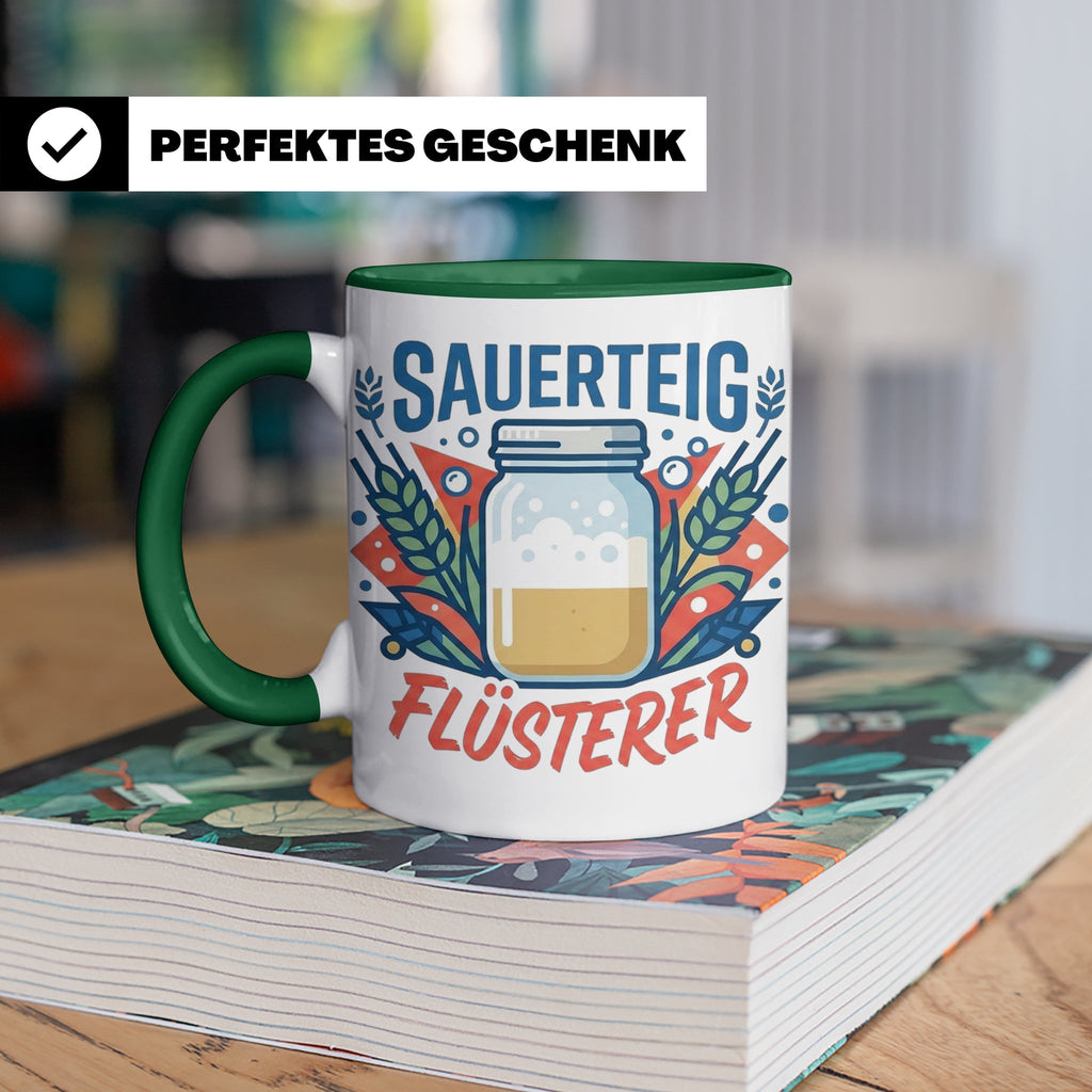 Sauerteig Flüsterer Tasse für Hobbybäcker, lustiges Bäcker G – Grün [farbe:grün]