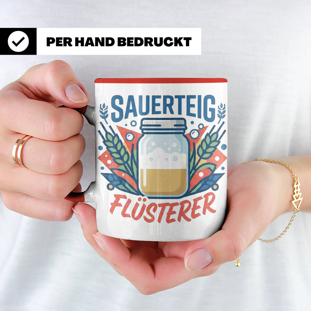 Sauerteig Flüsterer Tasse für Hobbybäcker, lustiges Bäcker G – Rot [farbe:rot]
