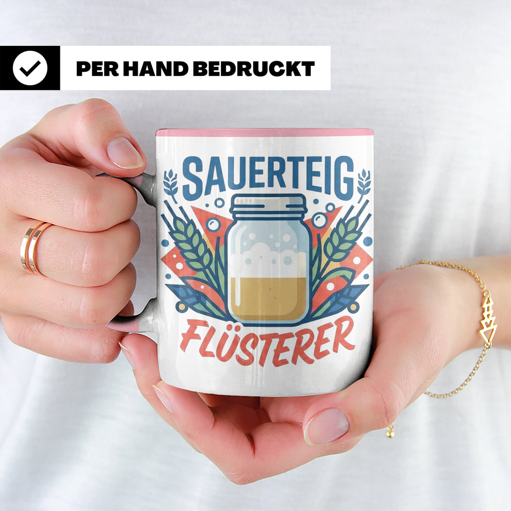 Sauerteig Flüsterer Tasse für Hobbybäcker, lustiges Bäcker G – Rosa [farbe:rosa]