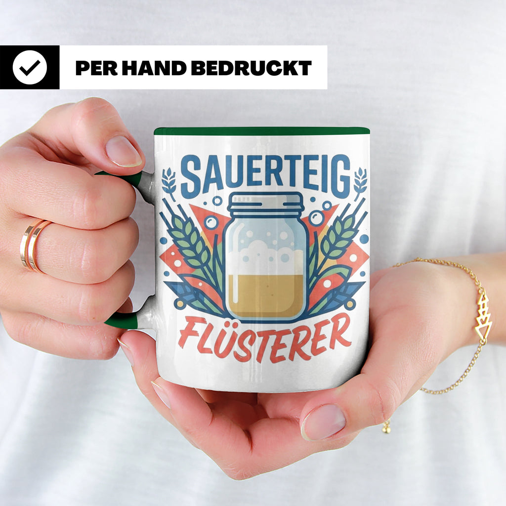 Sauerteig Flüsterer Tasse für Hobbybäcker, lustiges Bäcker G – Grün [farbe:grün]