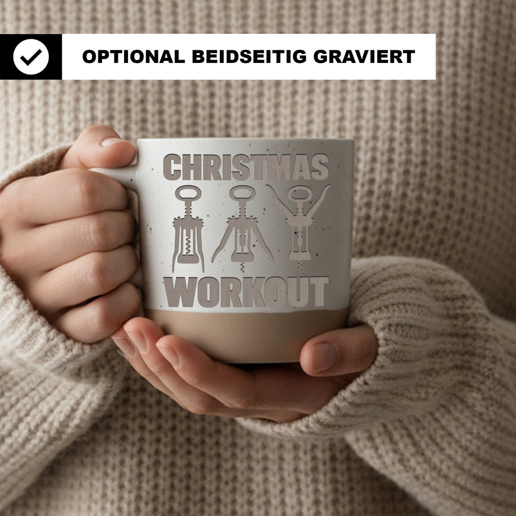 Korkenzieher Tasse Christmas Workout - Lustiges Geschenk für Weintrink – Bild 2