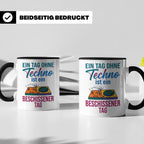 Techno Tasse lustiger Spruch Ein Tag ohne Techno... DJ Gesch – Schwarz [farbe:schwarz]