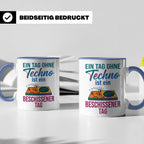 Techno Tasse lustiger Spruch Ein Tag ohne Techno... DJ Gesch – Blau [farbe:blau]