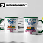 Techno Tasse lustiger Spruch Ein Tag ohne Techno... DJ Gesch – Grün [farbe:grün]