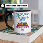Techno Tasse lustiger Spruch Ein Tag ohne Techno... DJ Gesch – Schwarz [farbe:schwarz]