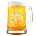 Lustiger Angler Bierkrug – „Leg dich nicht mit einem Angler an“ Motiv, witziges Geschenk für Fischer Männer