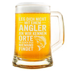 Lustiger Angler Bierkrug – „Leg dich nicht mit einem Angler an“ Motiv, witziges Geschenk für Fischer Männer