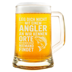 Lustiger Angler Bierkrug – „Leg dich nicht mit einem Angler an“ Motiv, witziges Geschenk für Fischer Männer