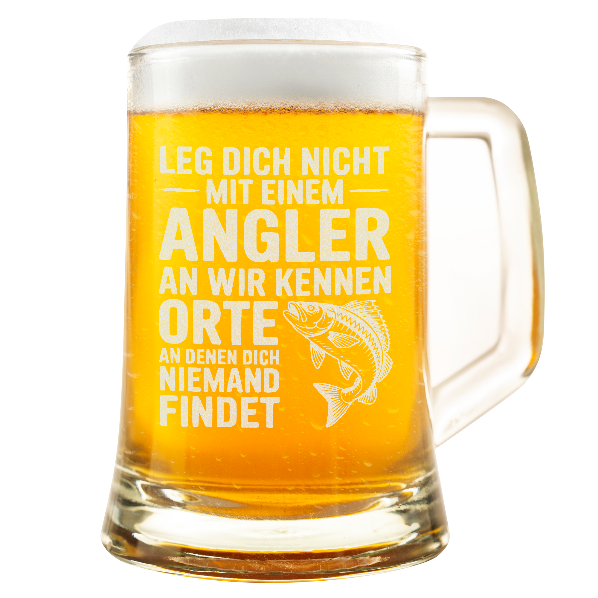 Lustiger Angler Bierkrug – „Leg dich nicht mit einem Angler an“ Motiv, witziges Geschenk für Fischer Männer
