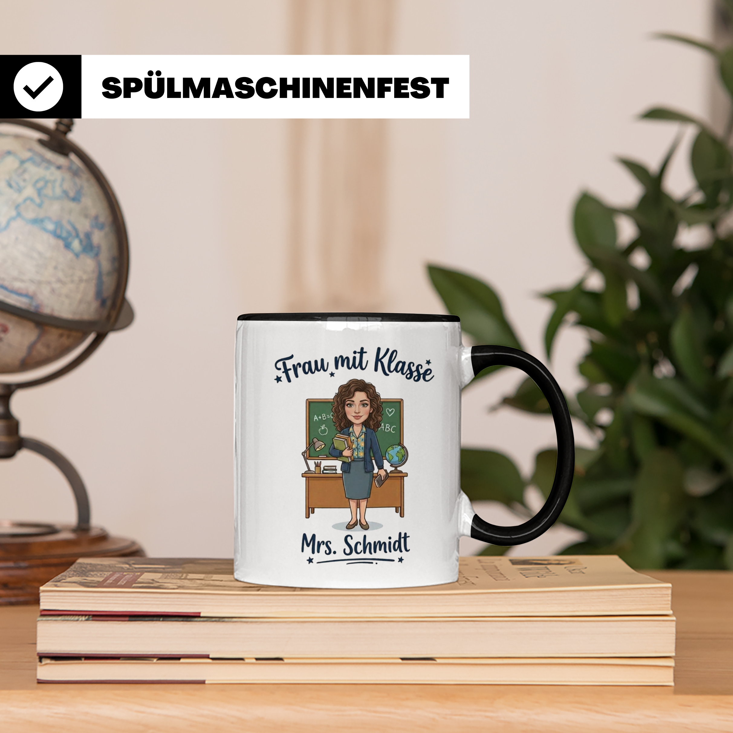 Personalisierte Lehrerin Tasse mit Foto & Namen – Frau mit Klasse