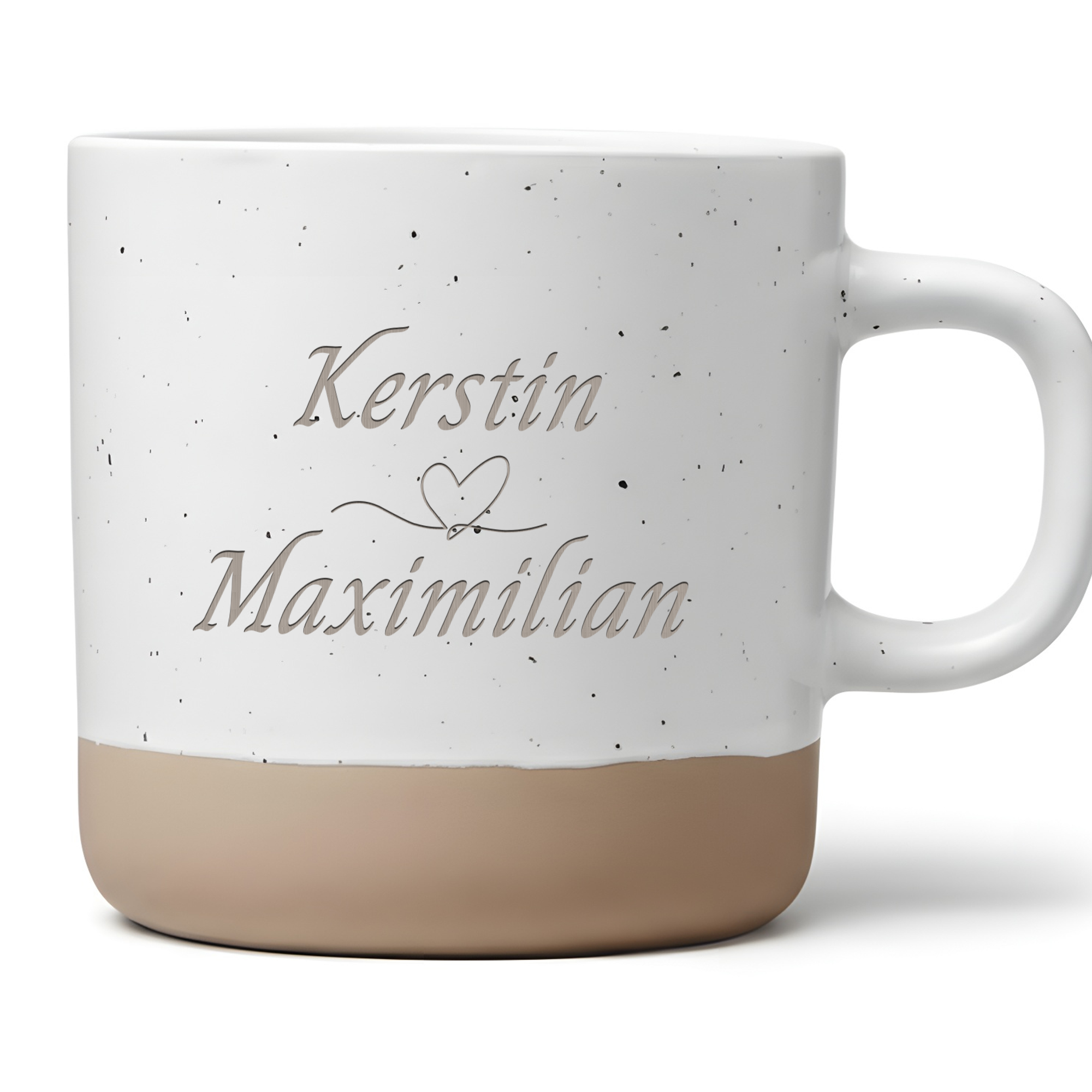 Personalisierte Tasse mit Wunschnamen, Kaffeetasse mit Herz, ideales Geschenk für Paare, Valentinstag oder Hochzeitstag