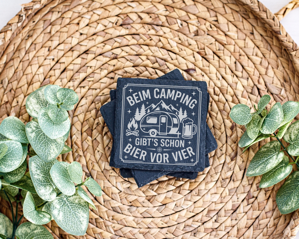 Schiefertafel Untersetzer Camping Geschenk für Wohnwagen Liebhaber lus – Bild 3