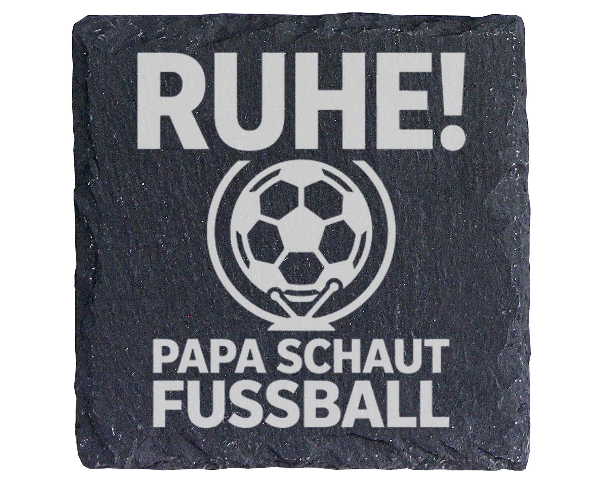 Schiefertafel Untersetzer Ruhe Papa schaut Fußball Geschenk für Fußbal – Bild 1