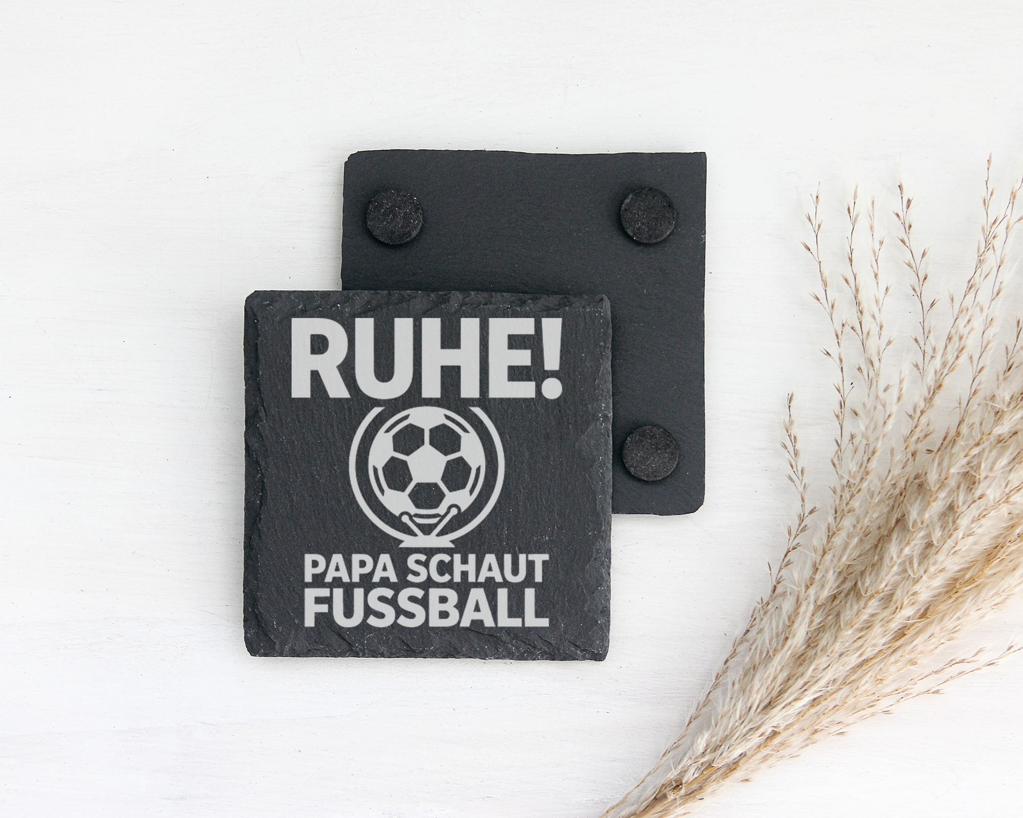 Schiefertafel Untersetzer Ruhe Papa schaut Fußball Geschenk für Fußbal – Bild 2