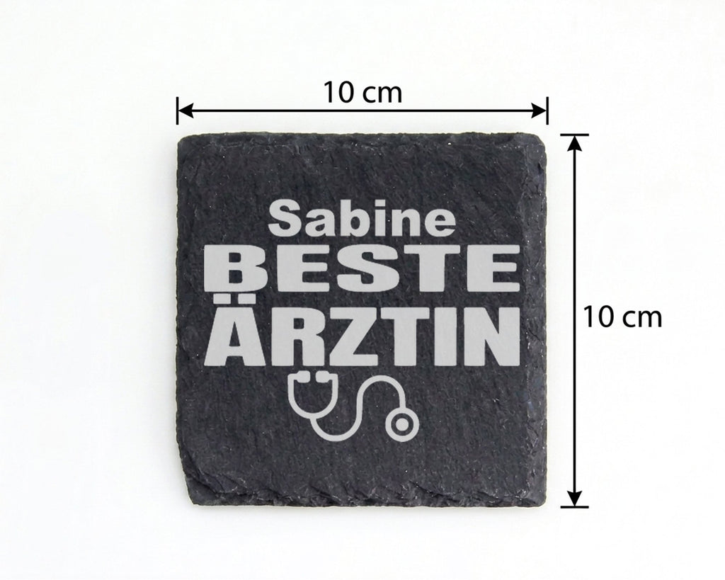 Schiefer Untersetzer Beste Ärztin Personalisiert - Geschenk für Doktor – Bild 4