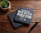 Schiefer Untersetzer Beste Ärztin Personalisiert - Geschenk für Doktor – Bild 5