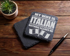 Schiefer Untersetzer My Wife Is Italian Nothing Scares Me - Geschenk f – Bild 5