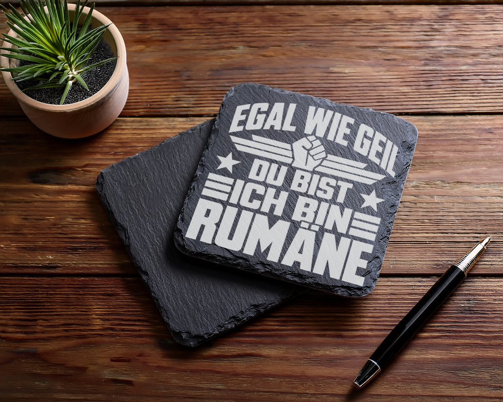 Schiefer Untersetzer Egal Wie Geil Ich Bin Eine Rumäne - Geschenk für  – Bild 5