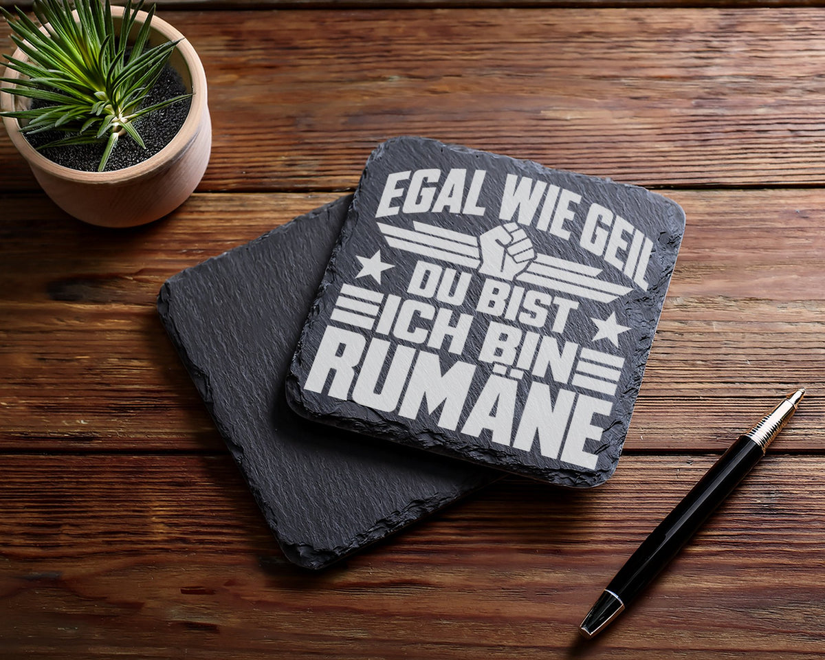 Schiefer Untersetzer Egal Wie Geil Ich Bin Eine Rumäne - Geschenk für  – Bild 5