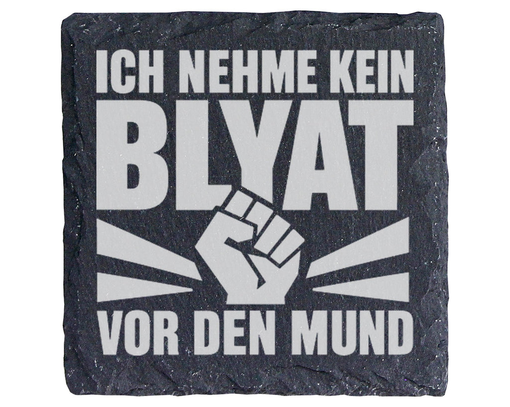 Schiefer Untersetzer Blyat Faust Spruch - Ich Nehme Kein Blatt Vor Den – Bild 1