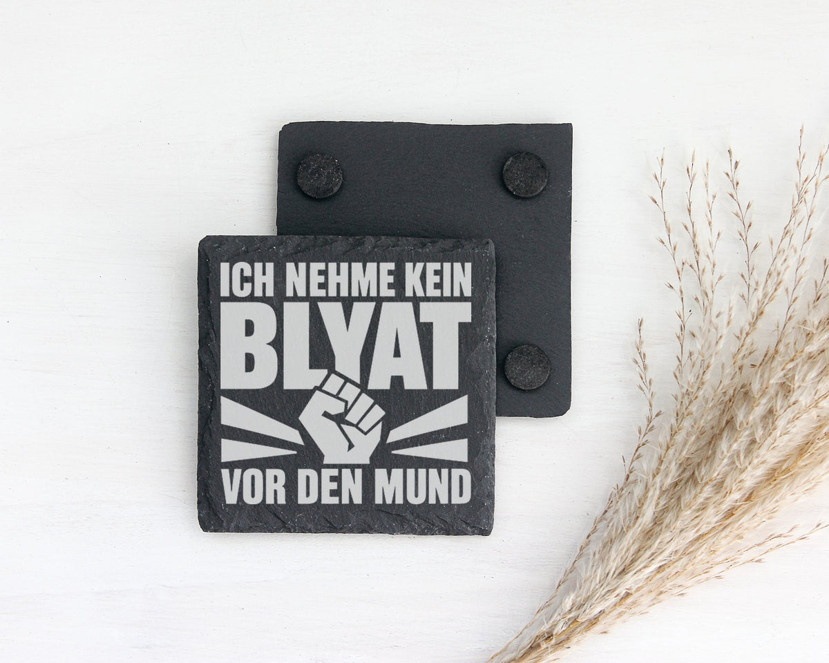 Schiefer Untersetzer Blyat Faust Spruch - Ich Nehme Kein Blatt Vor Den – Bild 2