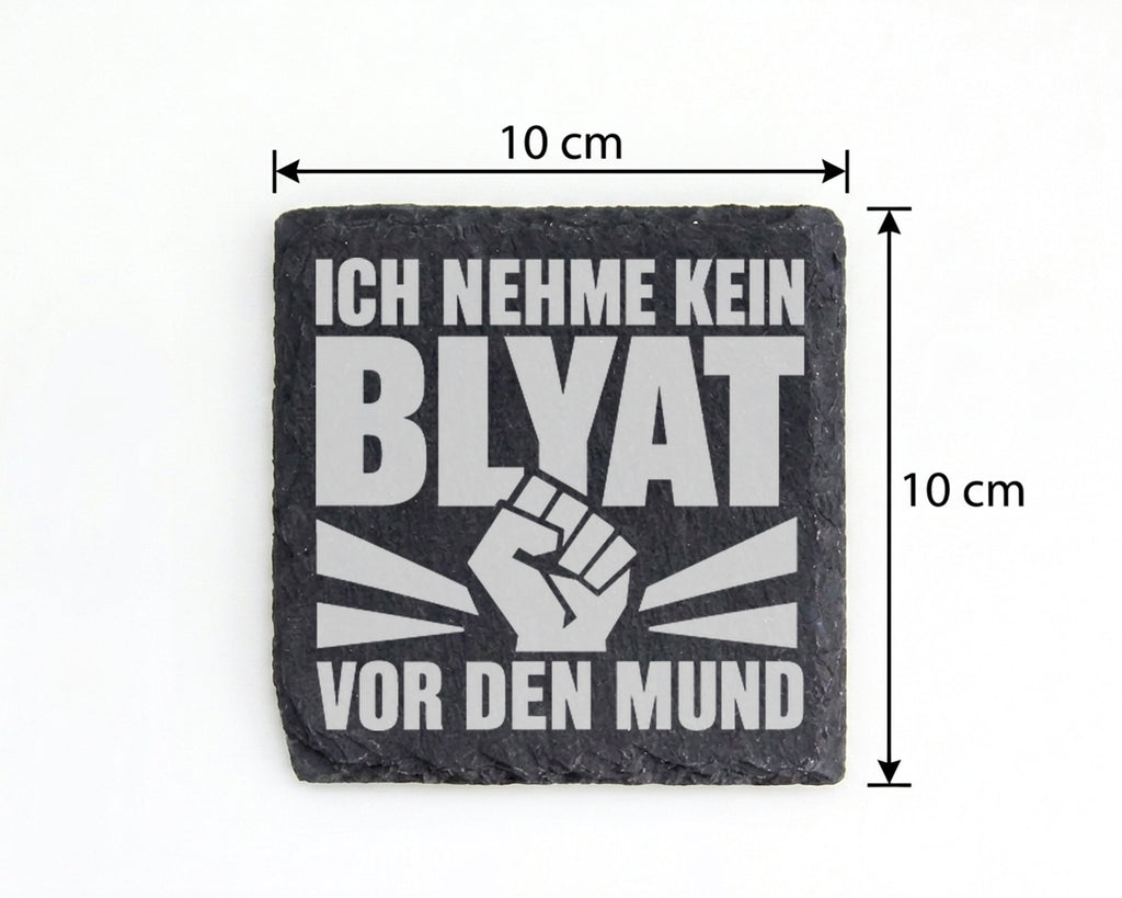 Schiefer Untersetzer Blyat Faust Spruch - Ich Nehme Kein Blatt Vor Den – Bild 4