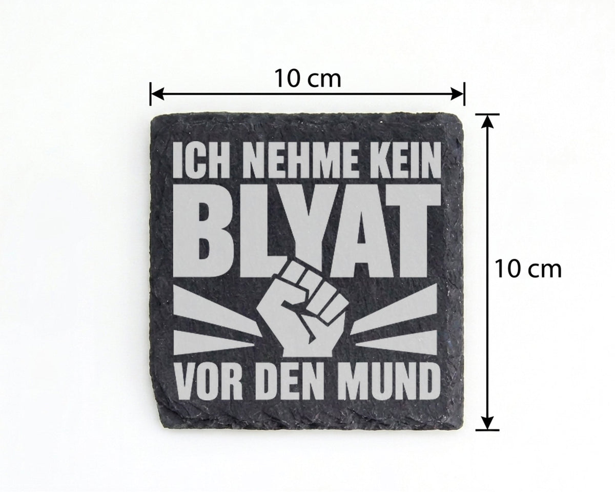 Schiefer Untersetzer Blyat Faust Spruch - Ich Nehme Kein Blatt Vor Den – Bild 4