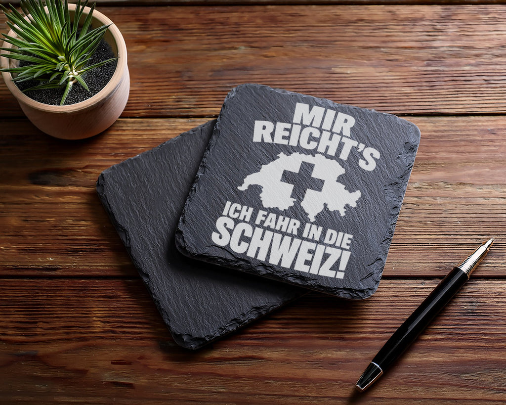 Schiefer Untersetzer Schweiz Spruch Mir Reichts - Geschenk für Urlaube – Bild 5