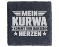 Schiefer Untersetzer Mein Kurwa Kommt Von Herzen - Lustiges Geschenk F – Bild 1