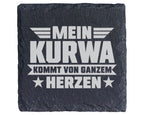 Schiefer Untersetzer Mein Kurwa Kommt Von Herzen - Lustiges Geschenk F – Bild 1